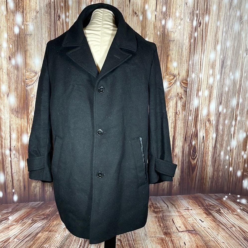 Men’s Hugo Boss Black Wool Cashmere Pea Coat 42R - Picture 2 of 9